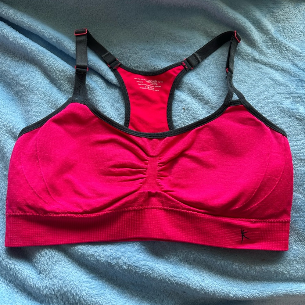 💖 Danskin Now Pink Sports Bra XL Racerback Medium Support
